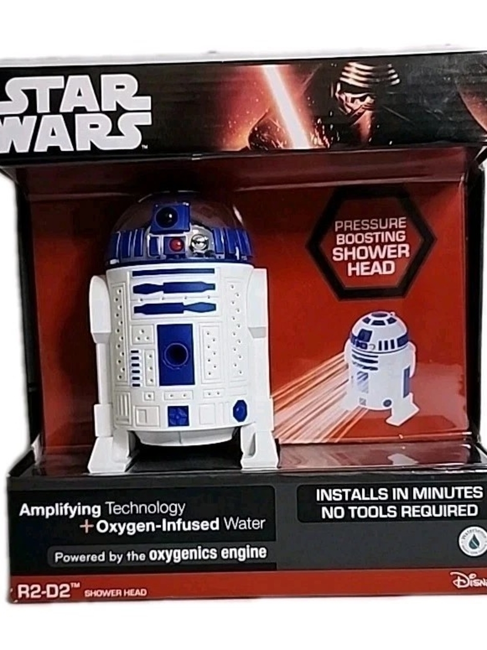 STAR WARS R2-D2 Shower Head No Tools Amplifying Technology Oxygen-Infused Water